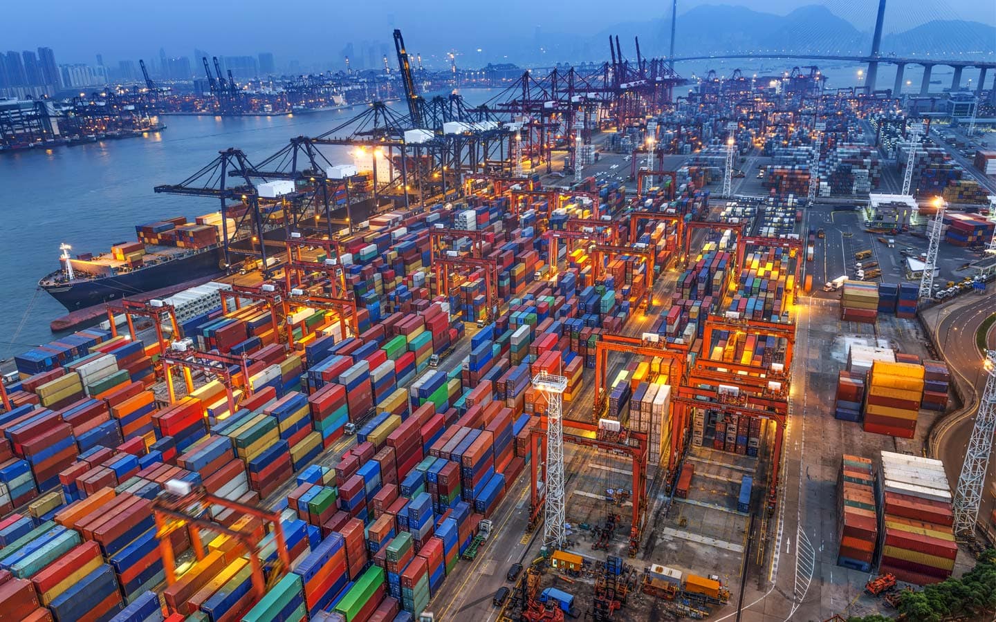 Our story section image of a container ship dock